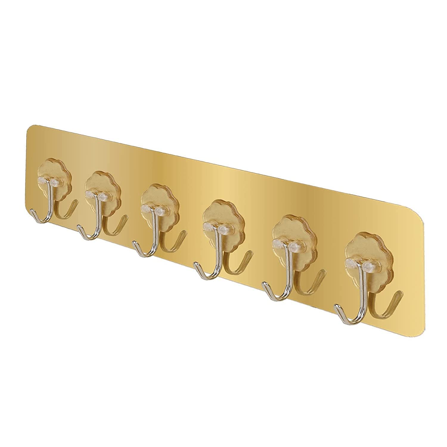 6 hook Golden Stainless Steel Self-Adhesive Wall Hooks
