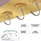 6 hook Golden Stainless Steel Self-Adhesive Wall Hooks