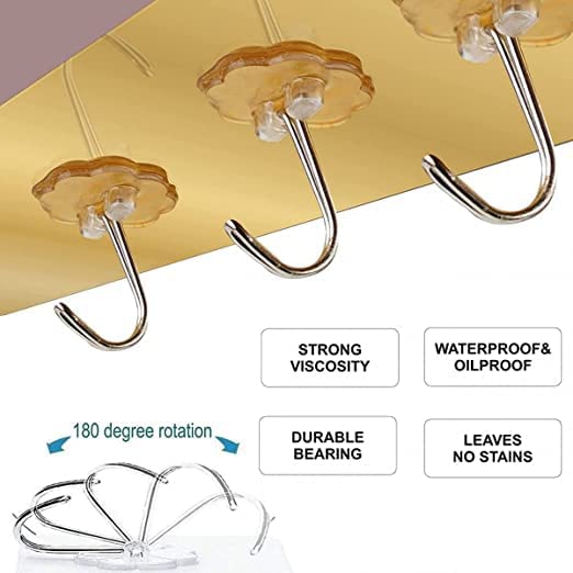 6 hook Golden Stainless Steel Self-Adhesive Wall Hooks