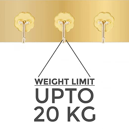 6 hook Golden Stainless Steel Self-Adhesive Wall Hooks