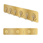 6 hook Golden Stainless Steel Self-Adhesive Wall Hooks