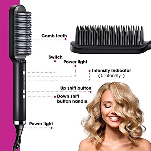 Hair Straightener Brush – Fast Heating Anti-Scald Styling Comb