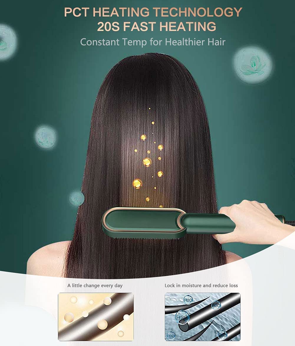 Hair Straightener Brush – Fast Heating Anti-Scald Styling Comb