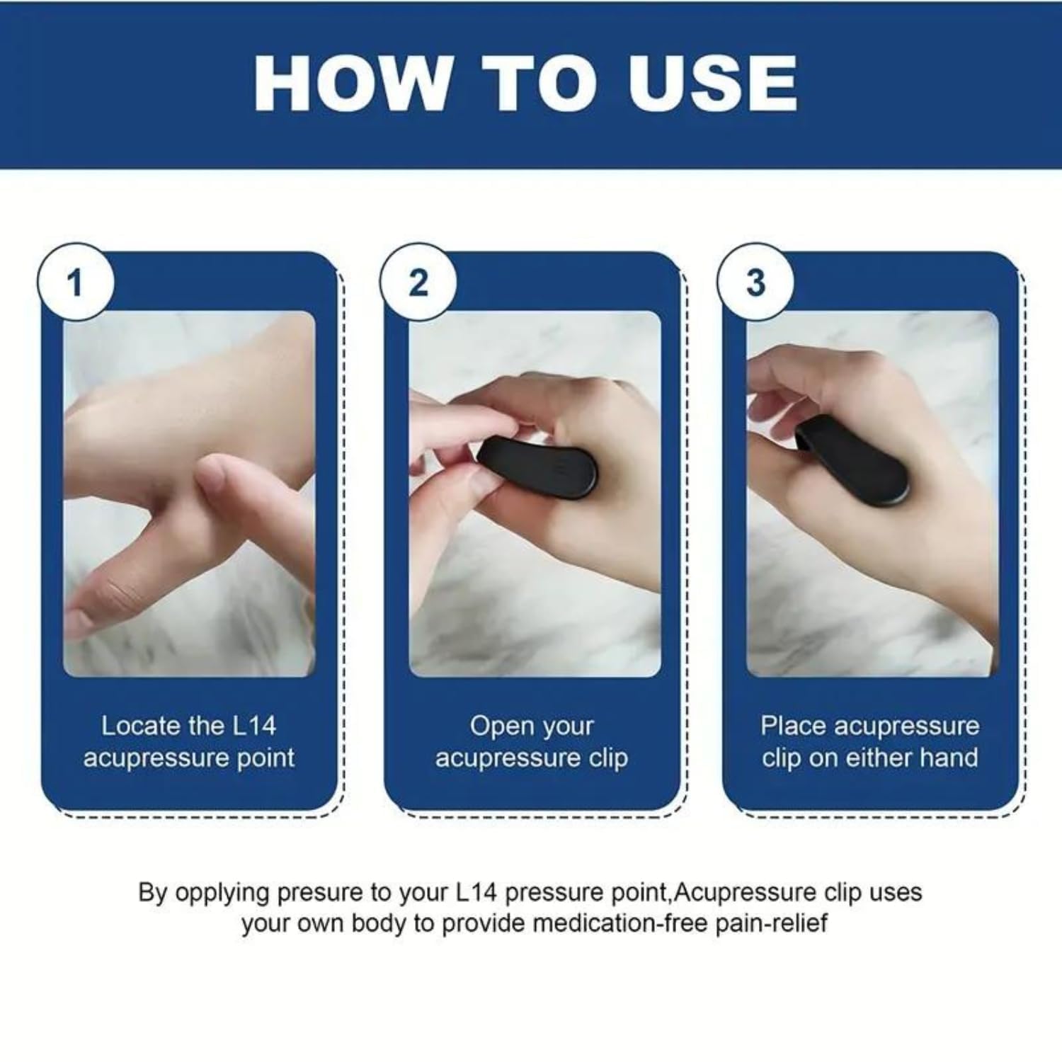 LI4 Acupressure Clip Portable Hand Clip for Natural Acupressure Therapy