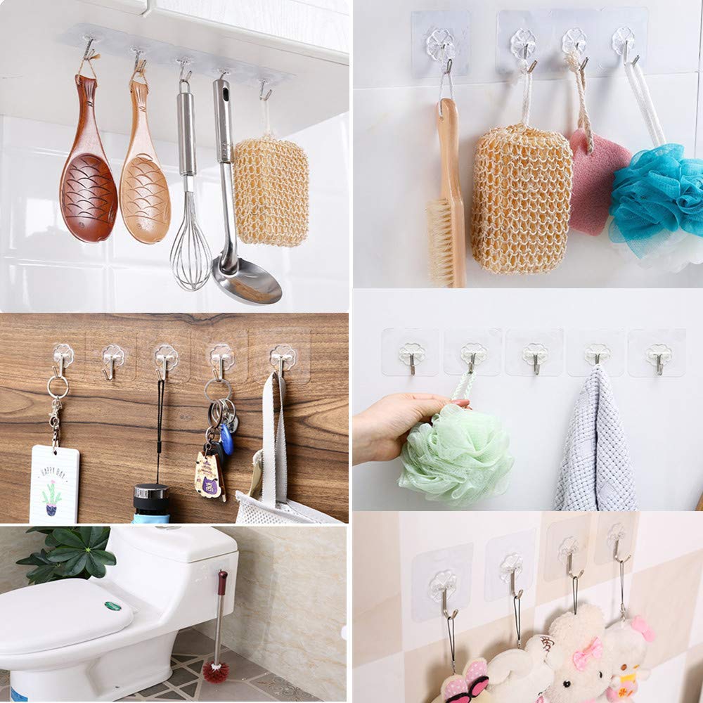Heavy Duty Transparent Wall Hooks Drill-Free Steel