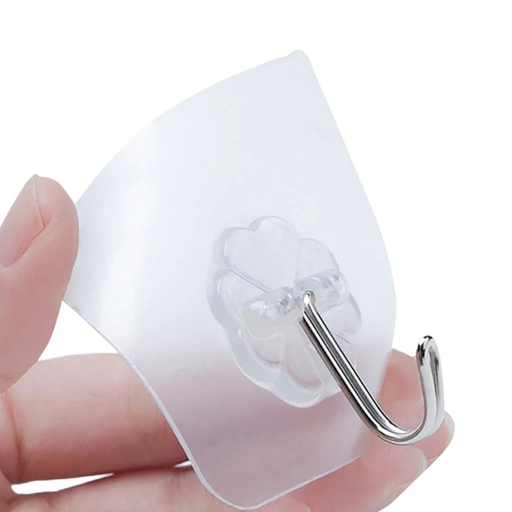Heavy Duty Transparent Wall Hooks Drill-Free Steel