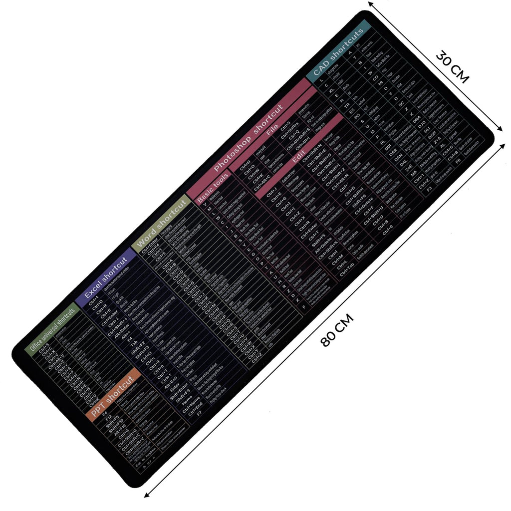 80x30cm Keyboard Shortcut Desk Mat Anti-Slip Pad