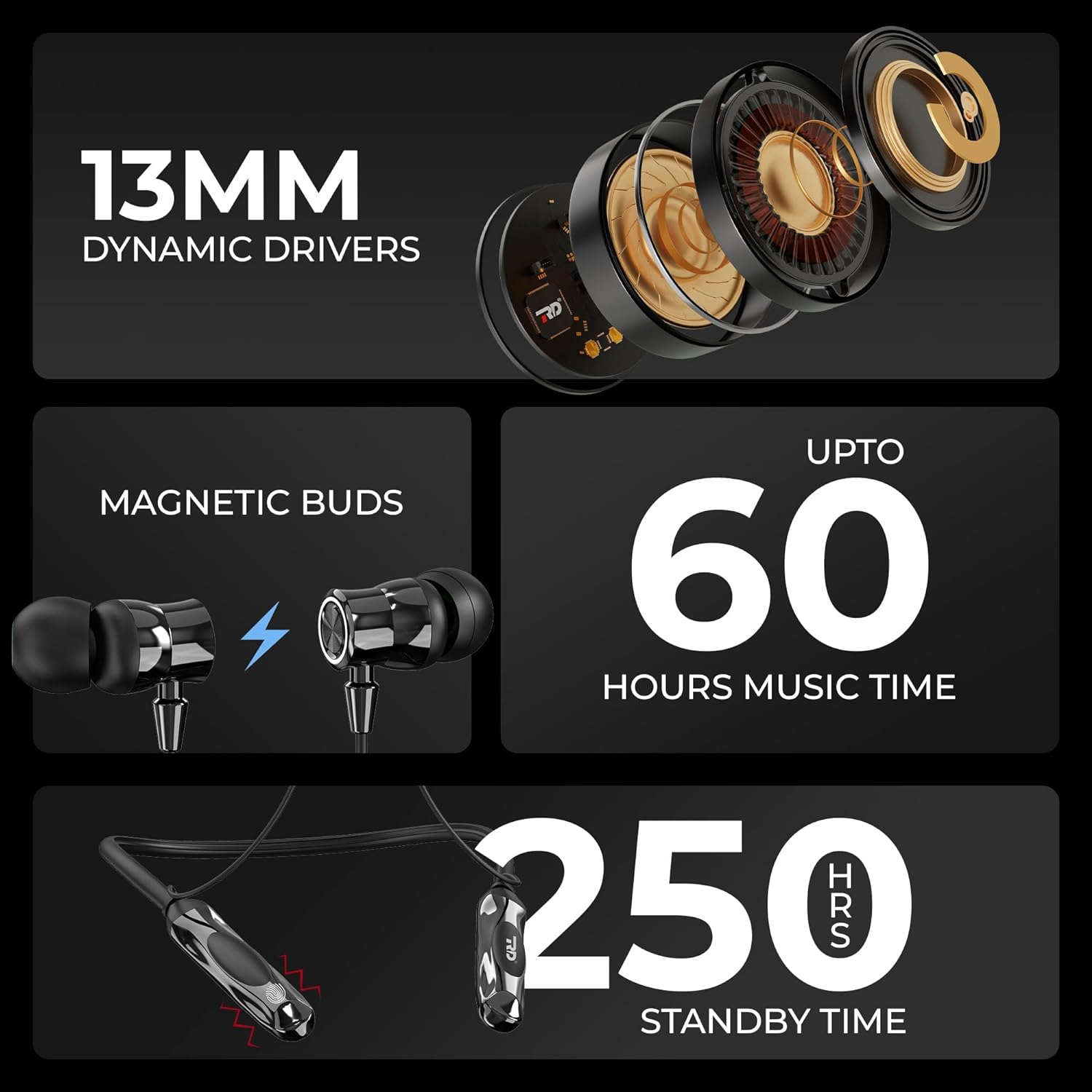 M-1000 Bluetooth Neckband | 60H Playtime & IPX4 Sweatproof