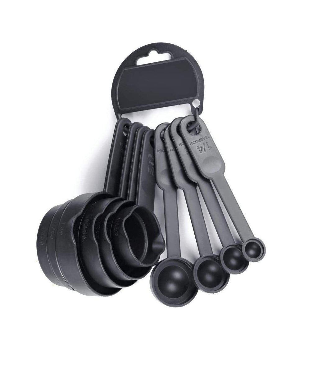 8-Piece Measuring Spoon & Cup Set Black Kitchen Pro