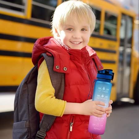 Motivational Water Bottle 900ml | Straw & Time Marker