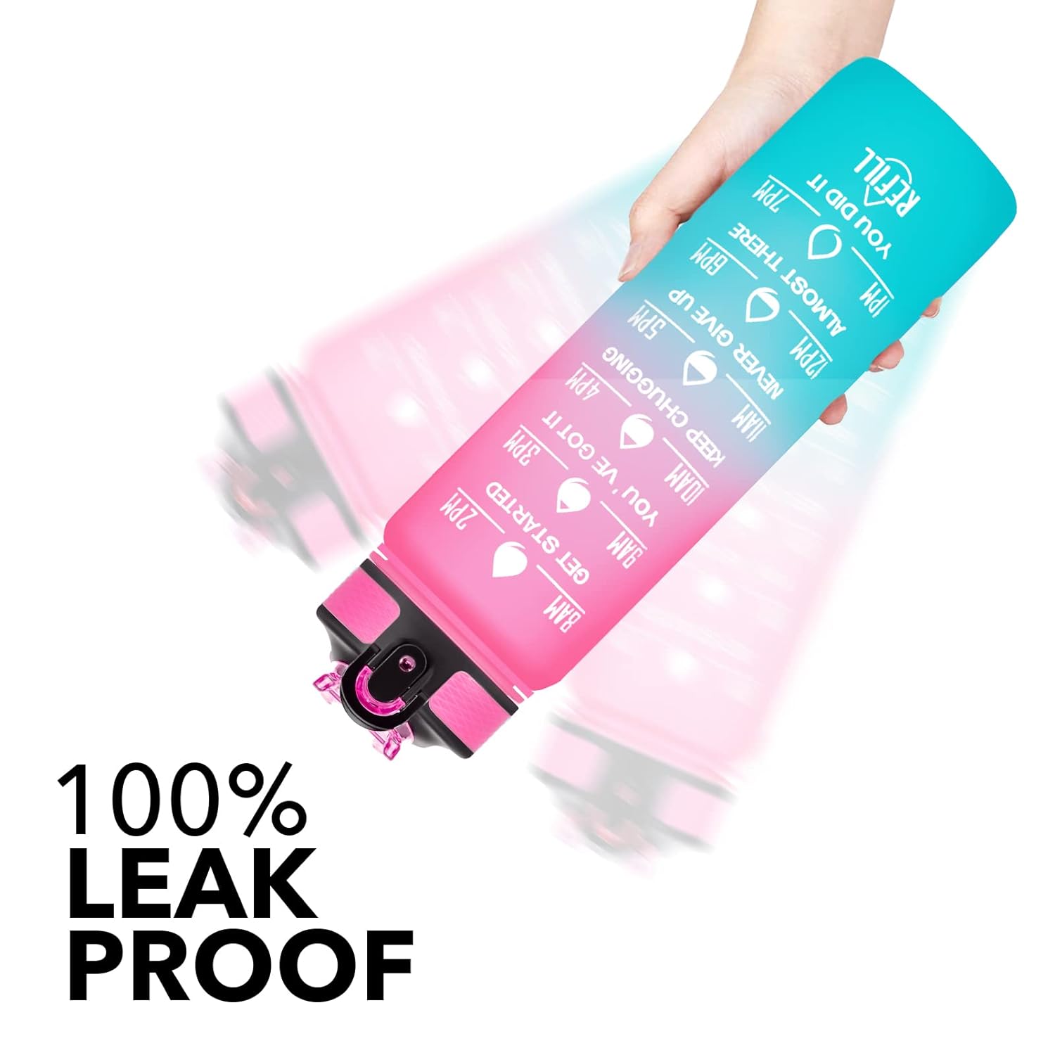 Motivational Water Bottle 900ml | Straw & Time Marker