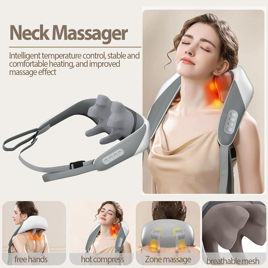 Rechargeable Neck & Shoulder Massager Heat 5D Shiatsu Machine