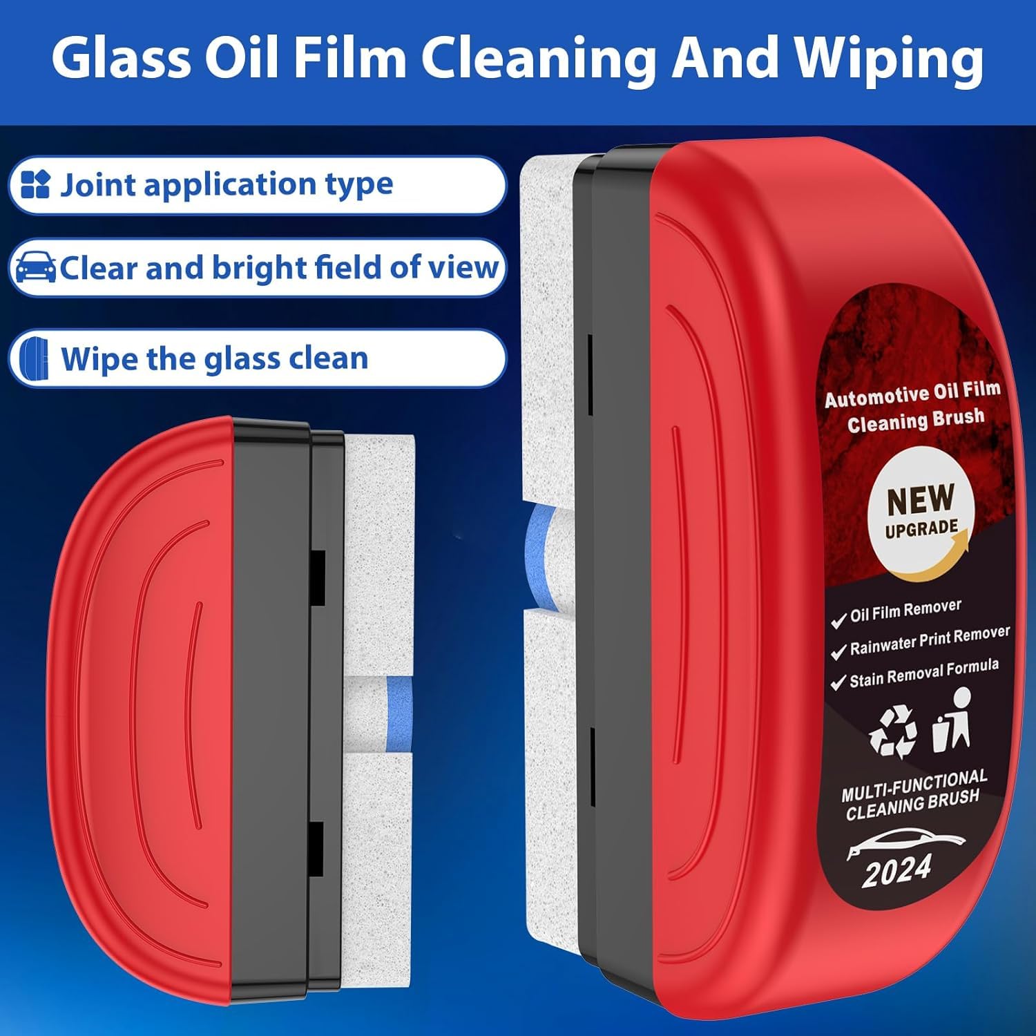 Car Glass Cleaning Brush – Oil Film Remover & Rainproof Shine