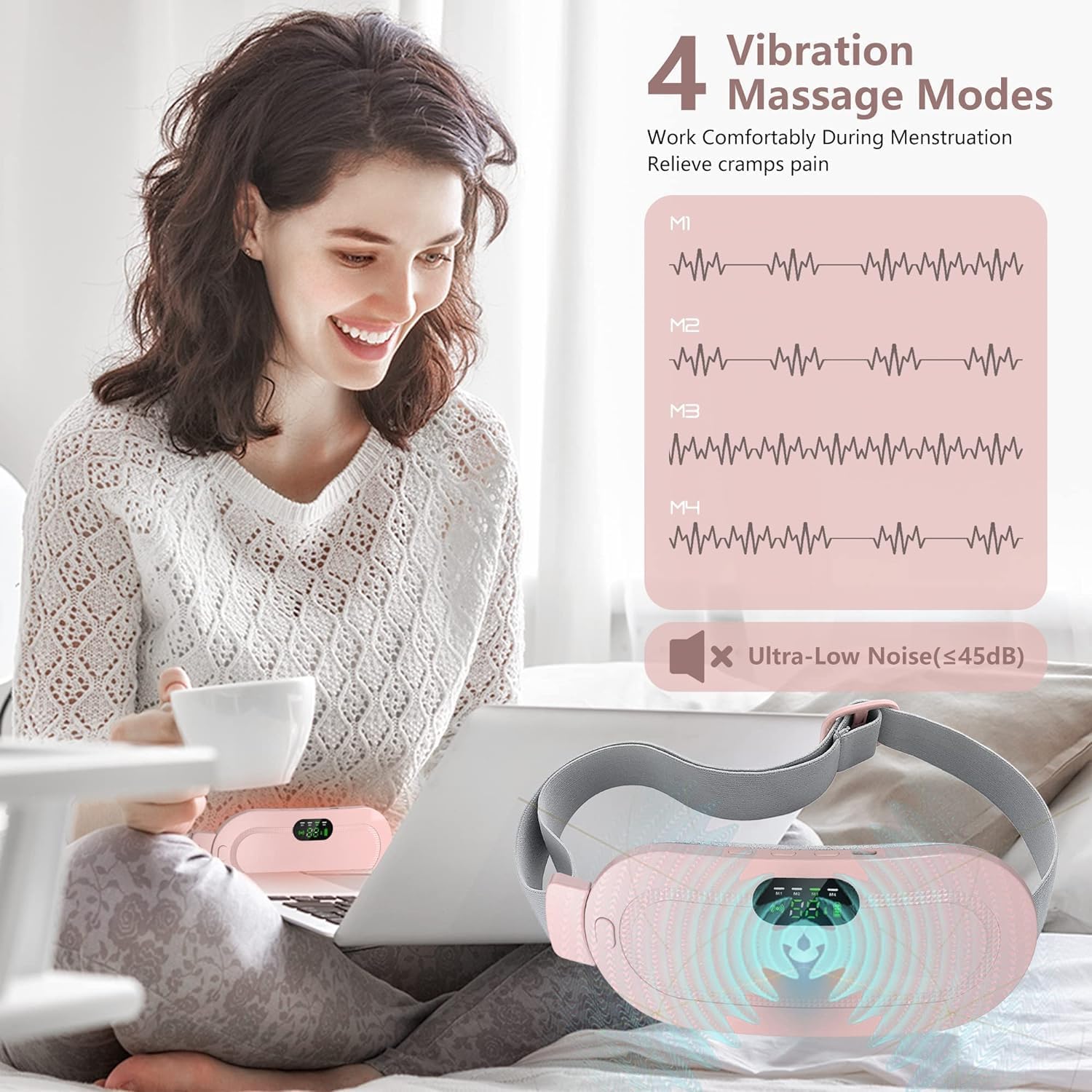 Portable Cordless Period Cramp Massager & Heating Pad for Relief