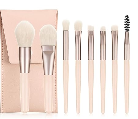 8Pcs Mini Makeup Brush Set Travel Kit with PU Bag
