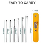 6-Pc Reusable Ear Wax Cleaner | Tool Set with Leather Pouch