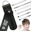 6-Pc Reusable Ear Wax Cleaner | Tool Set with Leather Pouch