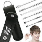6-Pc Reusable Ear Wax Cleaner | Tool Set with Leather Pouch