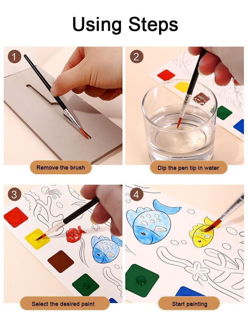 Pocket Watercolor Painting Book Travel Art Kit for Kids 20 Pages