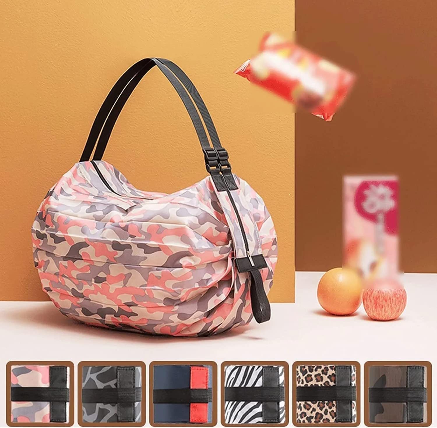 Foldable Waterproof Shopping Bag with Zipper Tote
