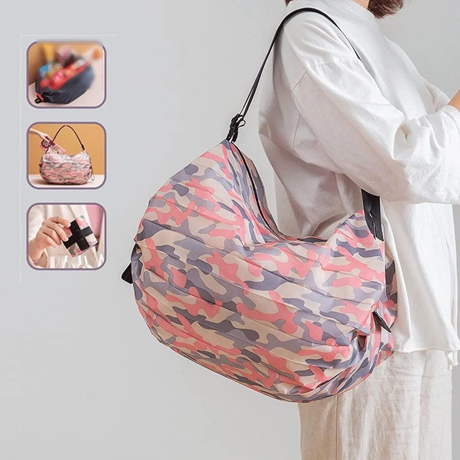 Foldable Waterproof Shopping Bag with Zipper Tote