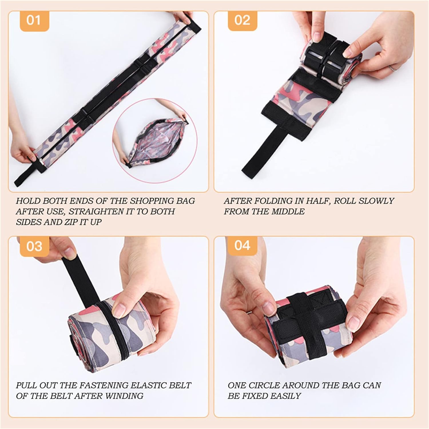 Foldable Waterproof Shopping Bag with Zipper Tote