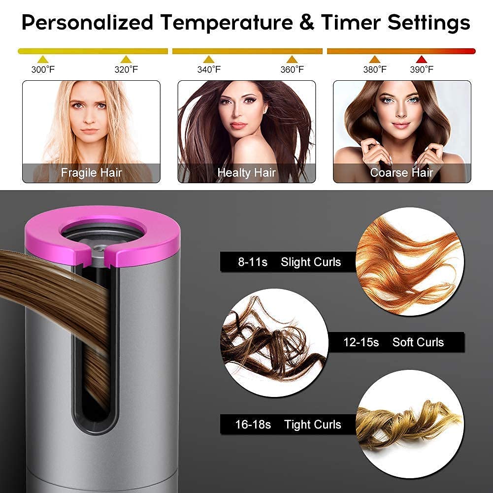 Cordless Auto Hair Curler USB Rechargeable Pro