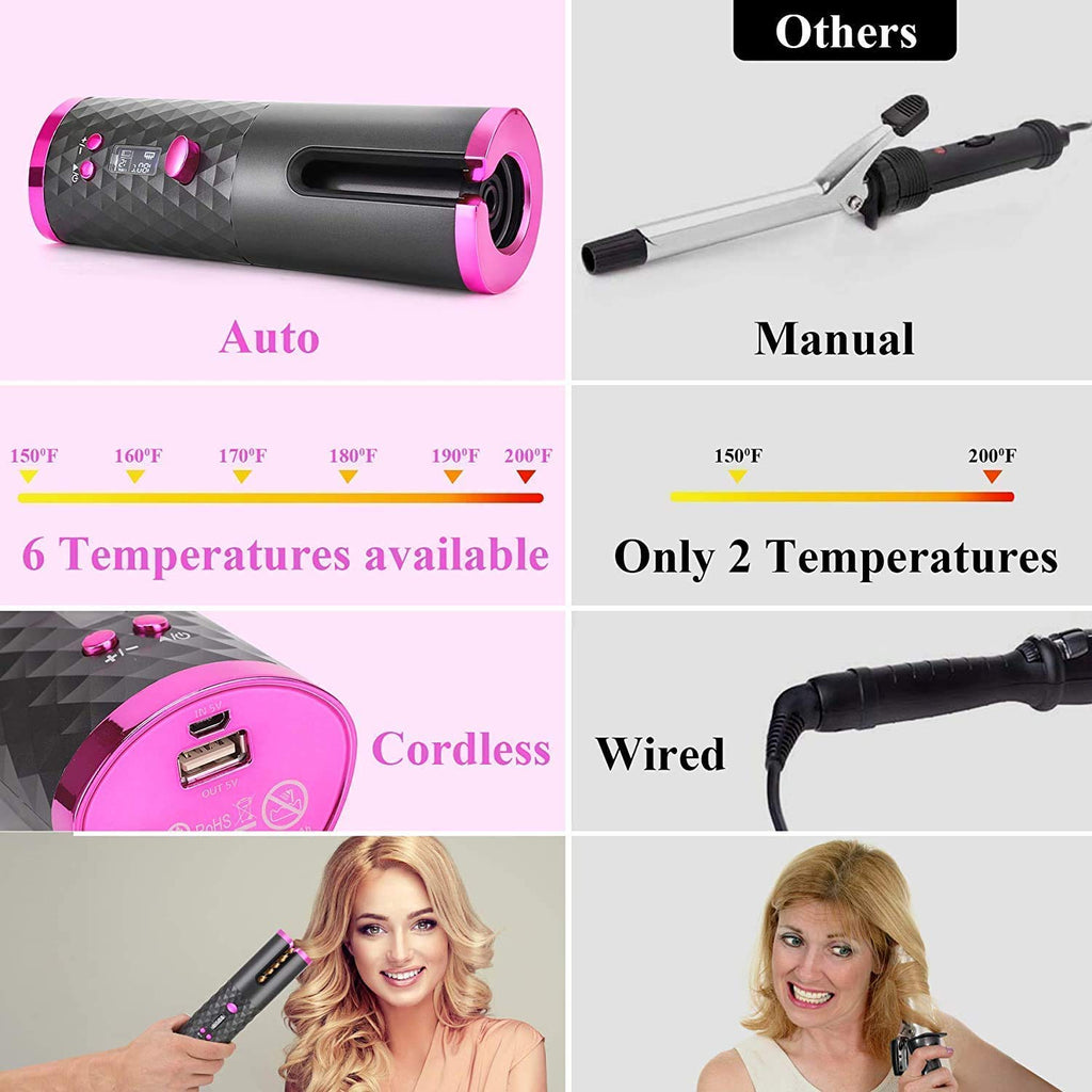 Cordless Auto Hair Curler USB Rechargeable Pro