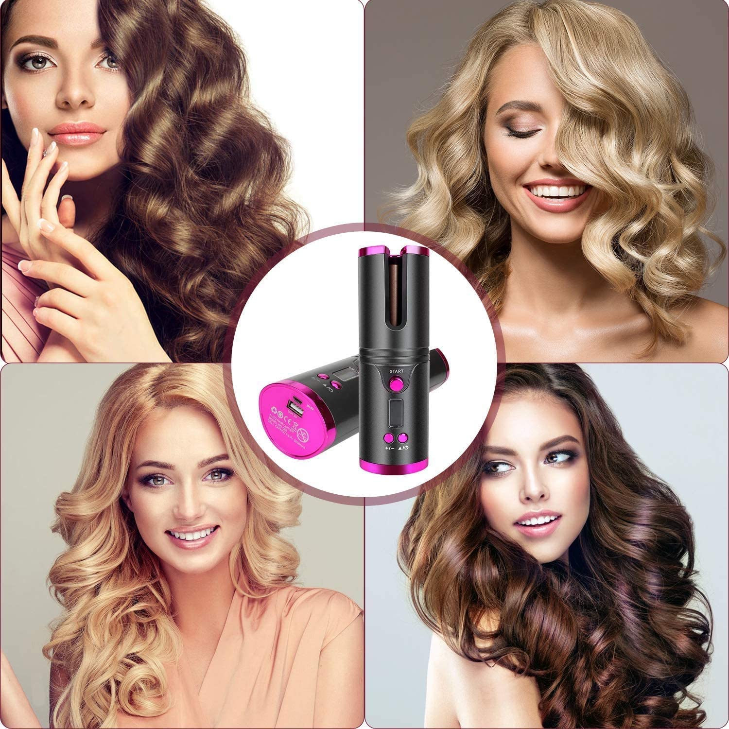 Cordless Auto Hair Curler USB Rechargeable Pro