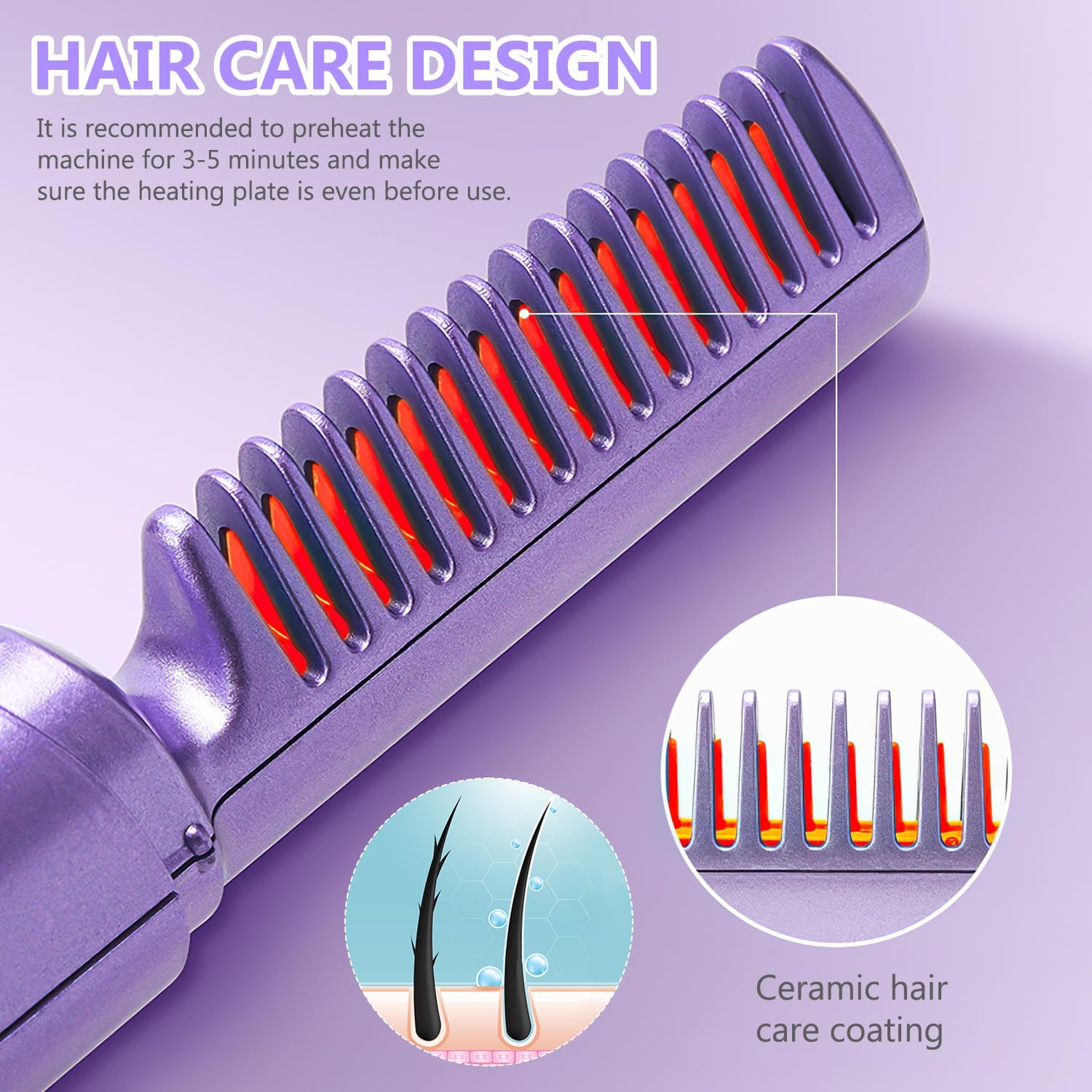 Mini Cordless Hair Straightener – Portable Negative Ion Comb
