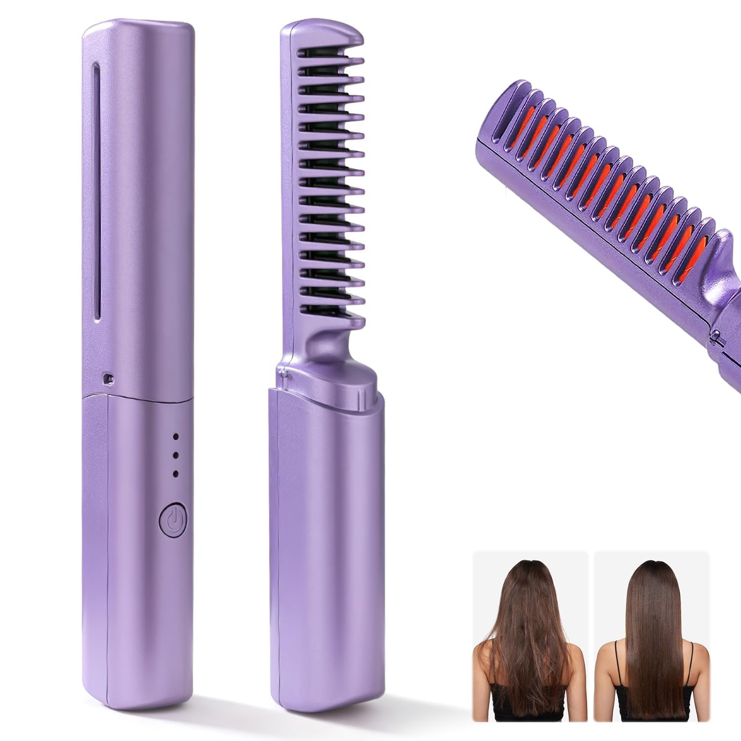 Mini Cordless Hair Straightener – Portable Negative Ion Comb