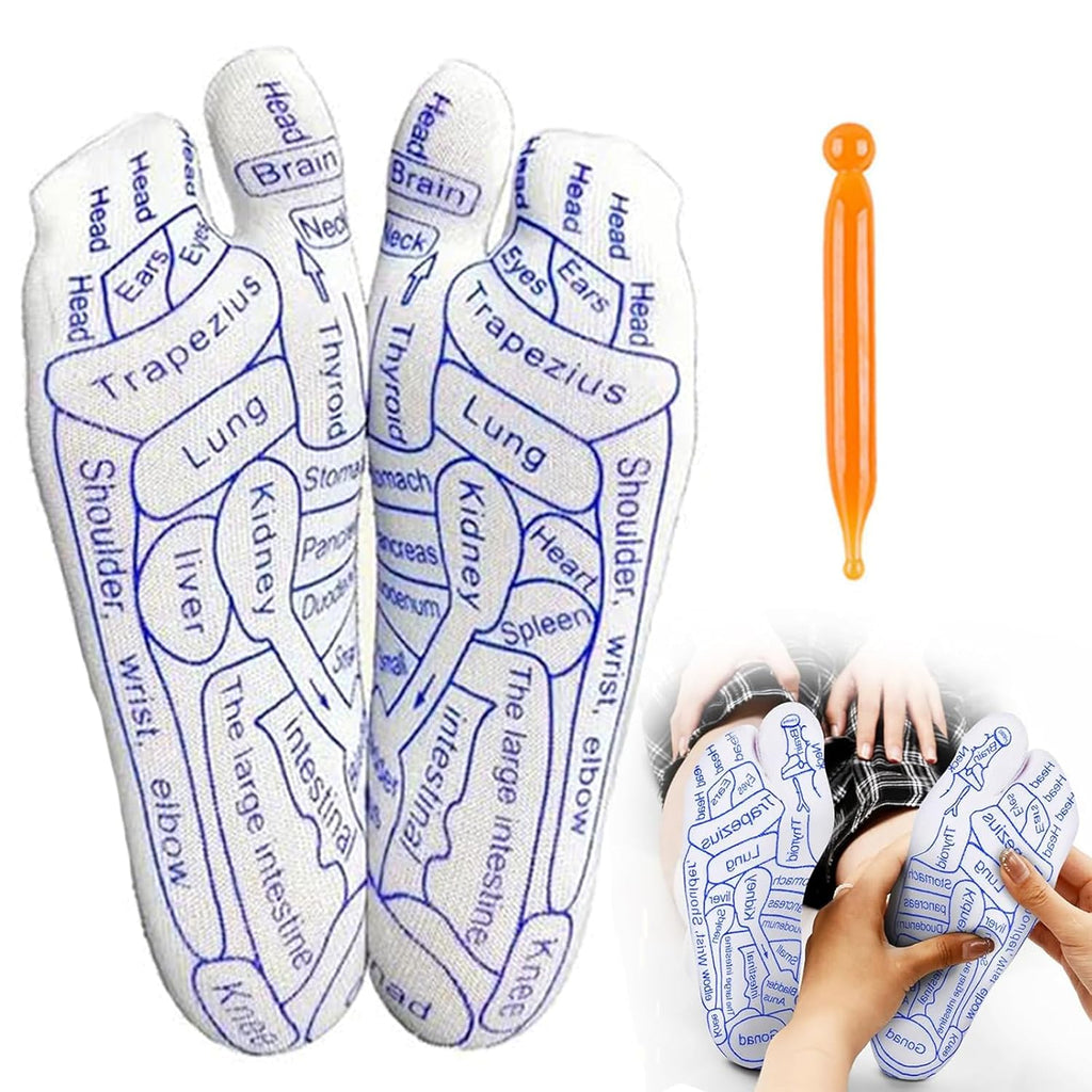 White Acupressure Foot Massage Socks Reflexology Relief