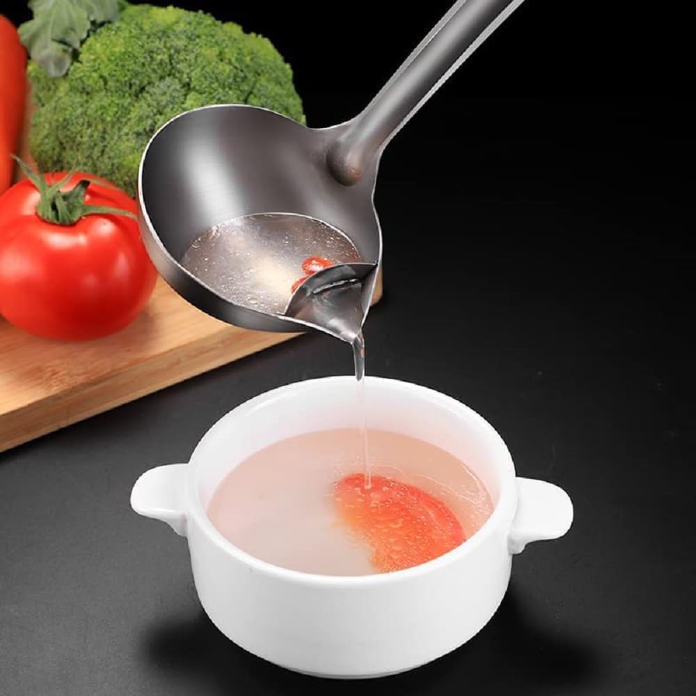 Stainless Steel Oil Filter Spoon | 28cm Fat Strainer Ladle
