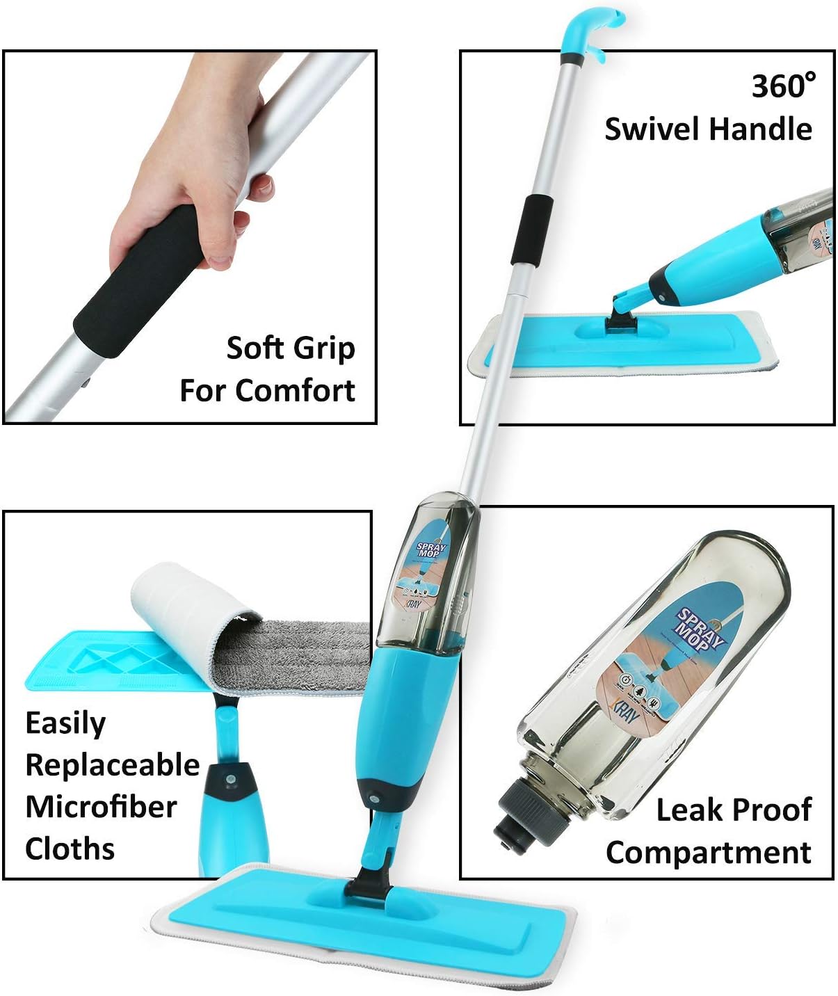 Spray Mop Pocha | Wet-Dry Flat Mop with Refillable Spray