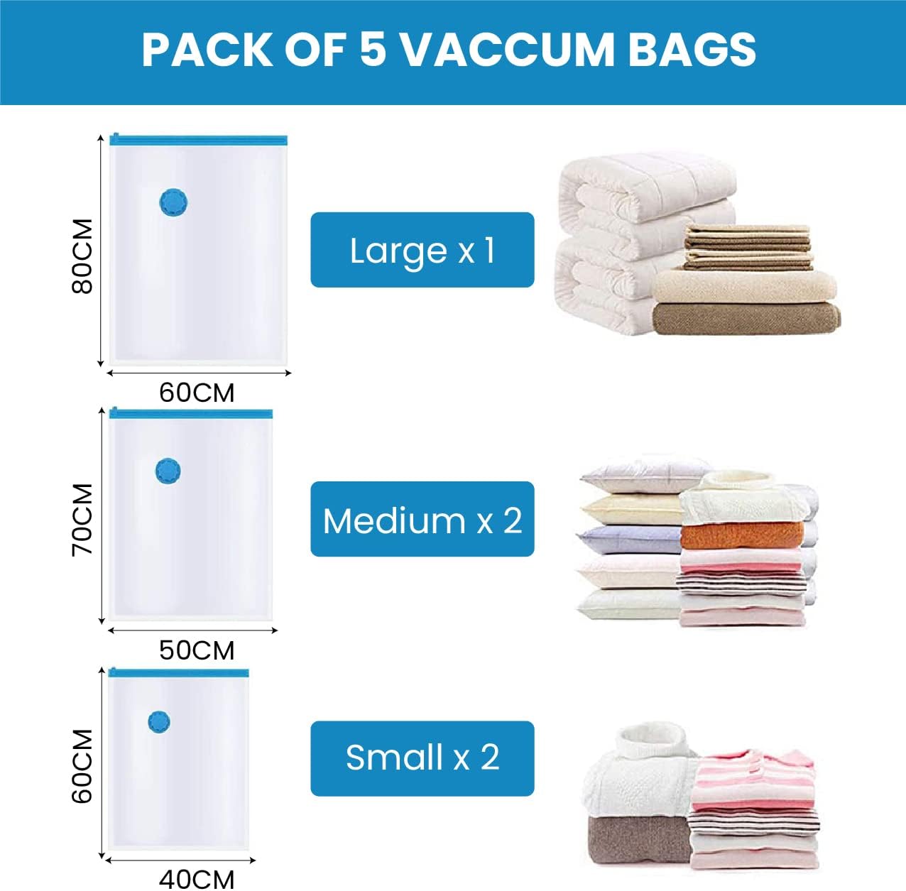 Space Saver Vacuum Storage Bags | Reusable Travel & Home Set