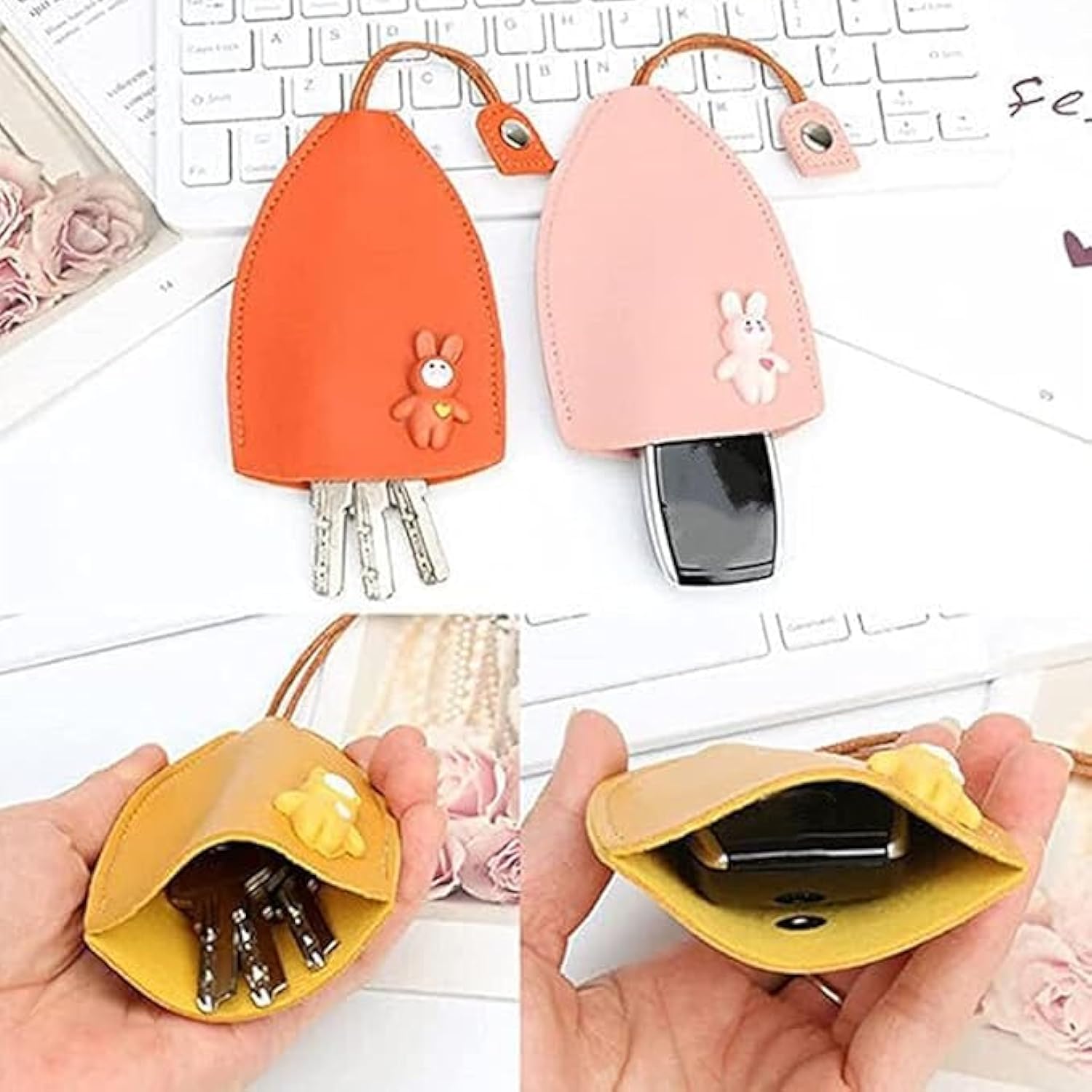Cute Pull-Out Car Key Case | Large Capacity Cartoon Key Bag