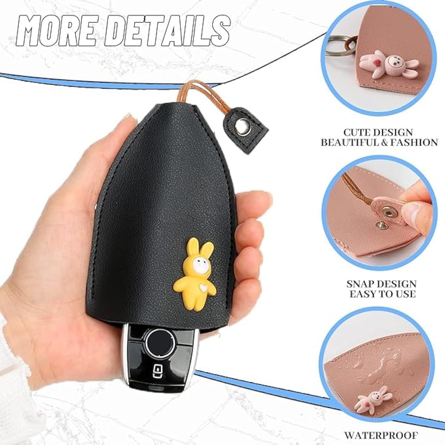 Cute Pull-Out Car Key Case | Large Capacity Cartoon Key Bag