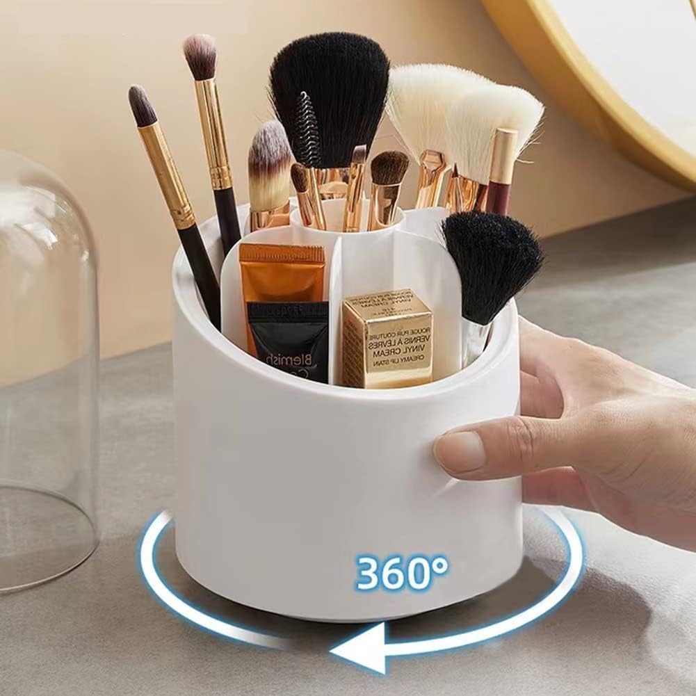 360° Rotating Dustproof Makeup Brush Holder with Clear Cover
