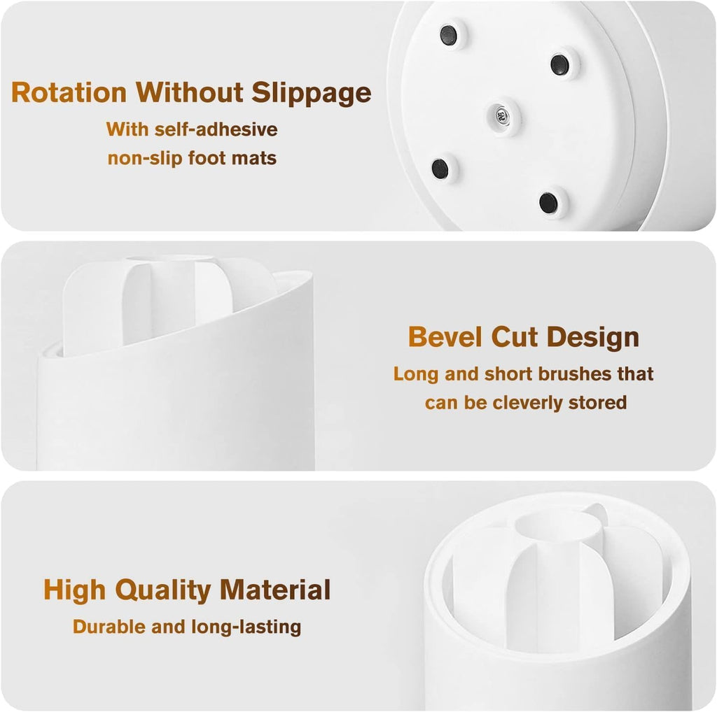 360° Rotating Dustproof Makeup Brush Holder with Clear Cover