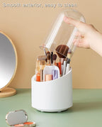 360° Rotating Dustproof Makeup Brush Holder with Clear Cover