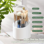 360° Rotating Dustproof Makeup Brush Holder with Clear Cover