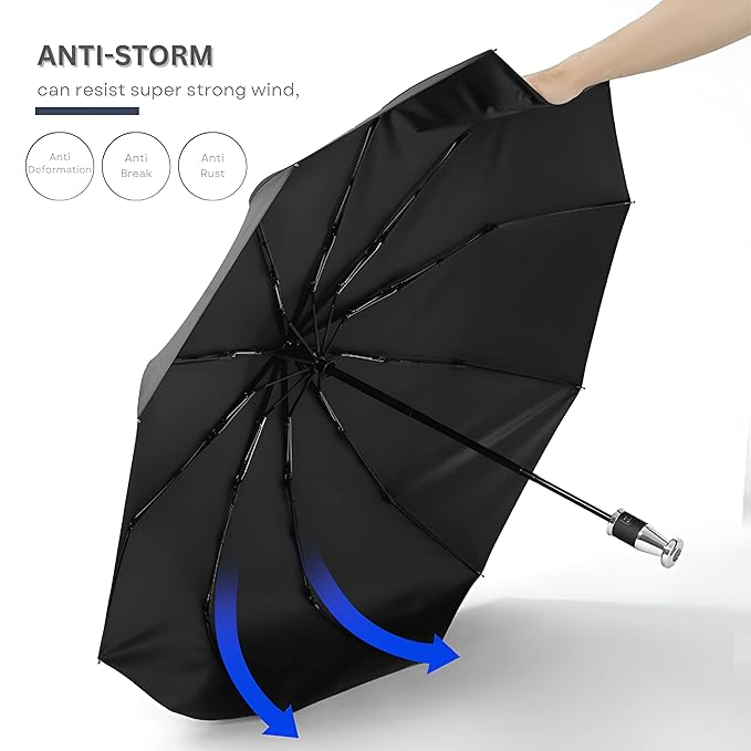 RR Auto Open-Close Umbrella | 3-Fold Windproof Large Rain