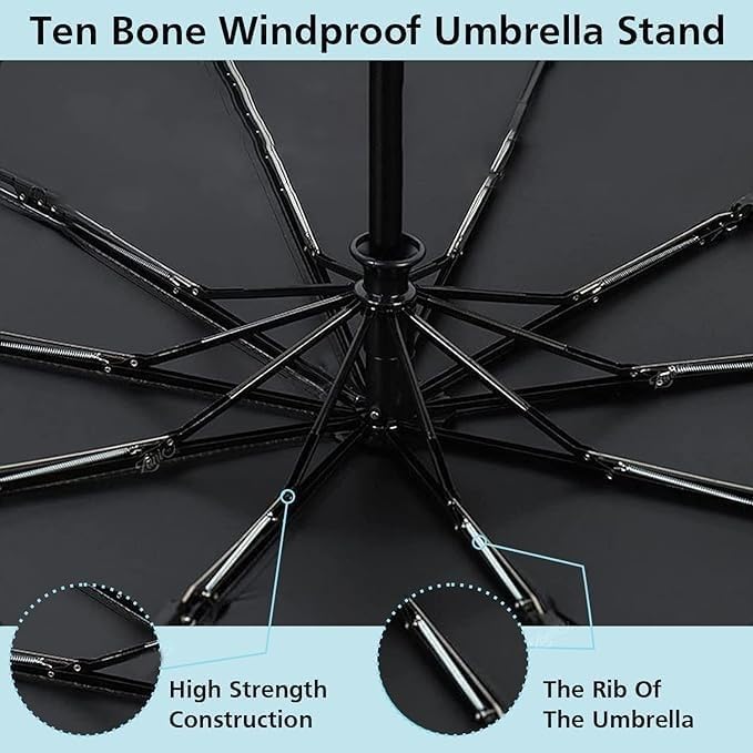 RR Auto Open-Close Umbrella | 3-Fold Windproof Large Rain