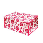 Foldable Saree Organizer with Zip & Transparent Window – Red Flower