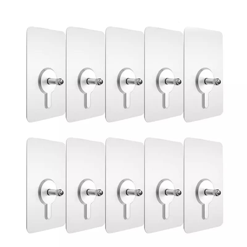 10Pcs Screw Hook No-Trace Adhesive Wall Hooks Heavy Duty Nails