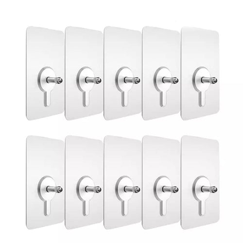 10Pcs Screw Hook No-Trace Adhesive Wall Hooks Heavy Duty Nails