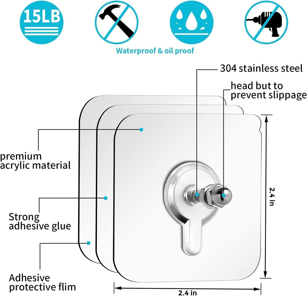 Adhesive Wall Screw Hook No-Trace Strong Hold