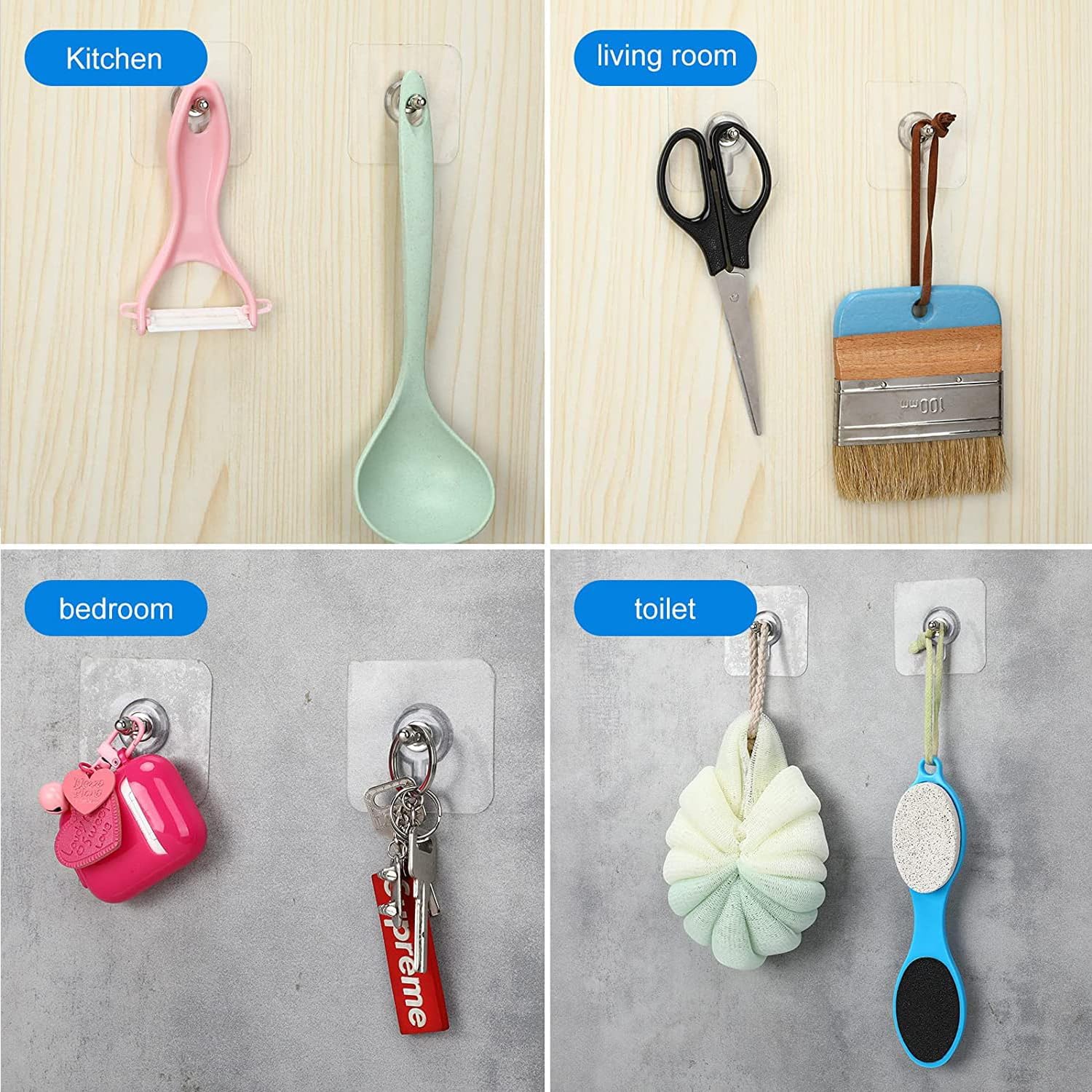 10Pcs Screw Hook No-Trace Adhesive Wall Hooks Heavy Duty Nails