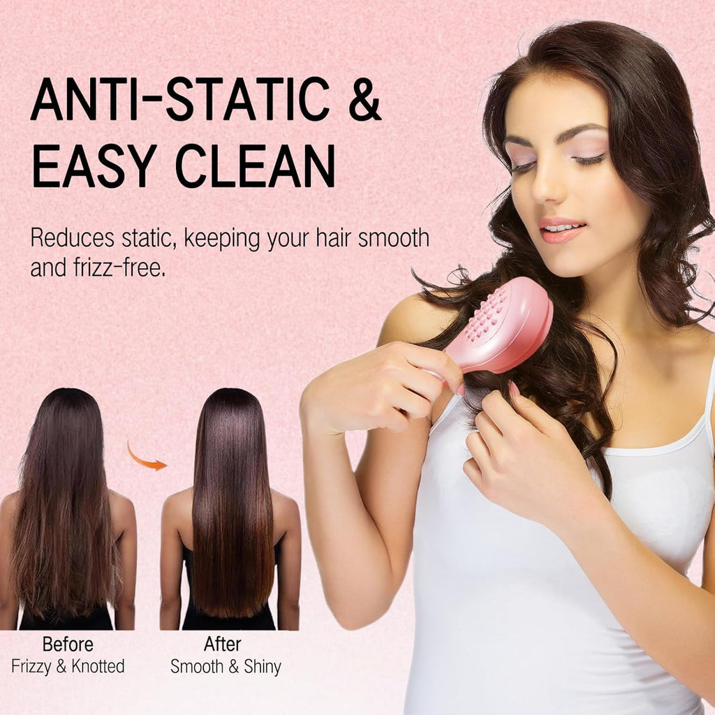Big Self-Cleaning Hair Brush – One-Click Detangling Comb