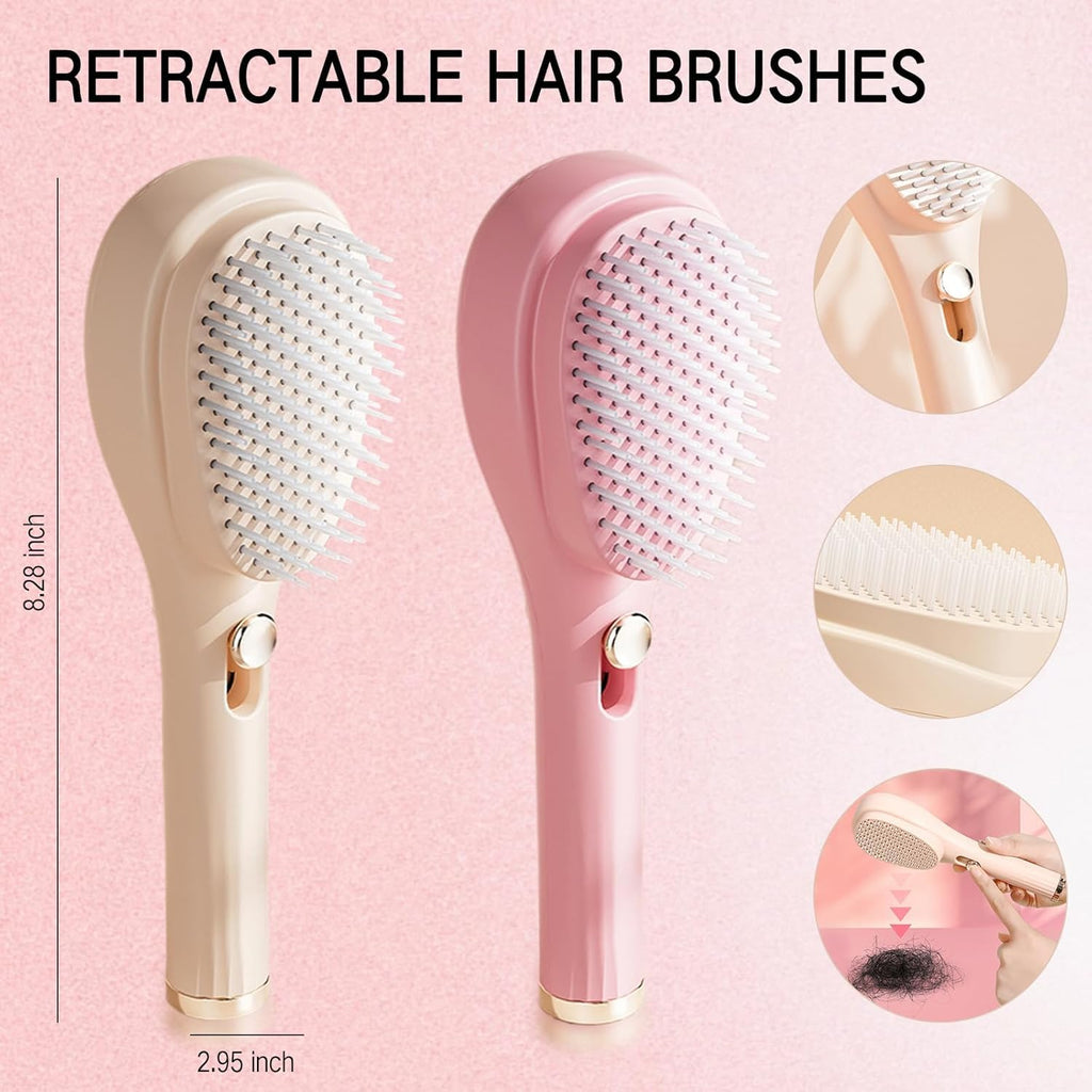 Big Self-Cleaning Hair Brush – One-Click Detangling Comb